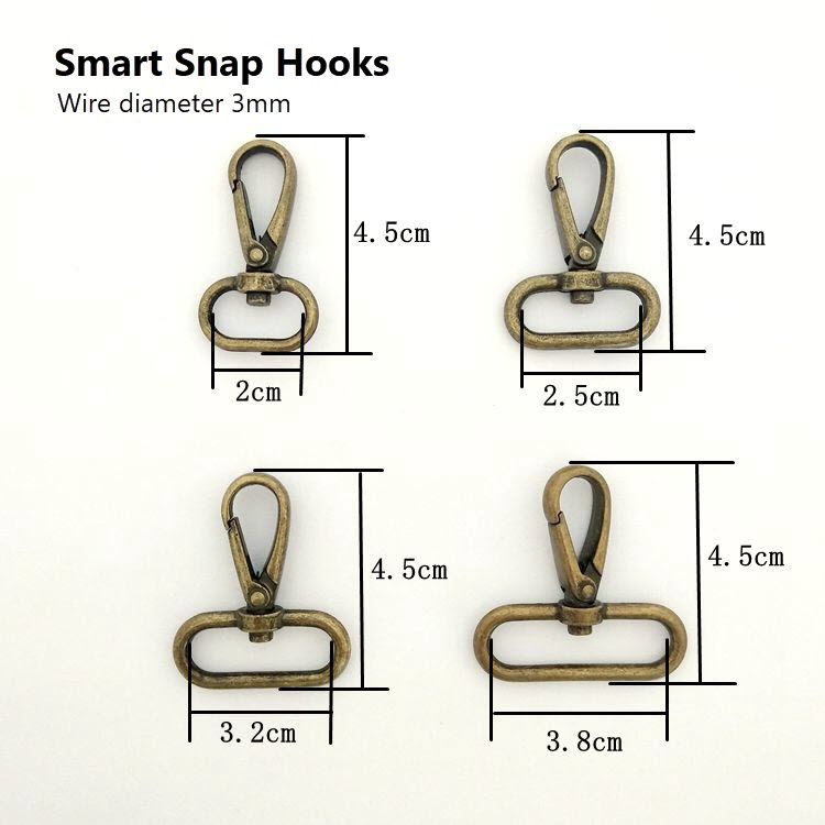 Smart Snap Hooks/D Ring/Rectangle Rings/Rectangle Slider Antique